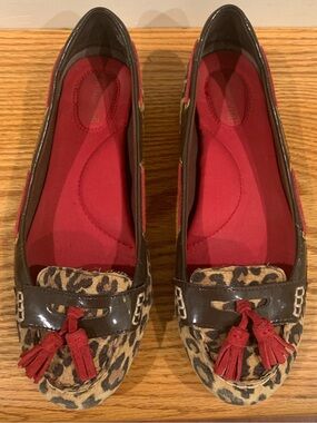 Sperry Leopard Print Tassel Loafer with Red Insole